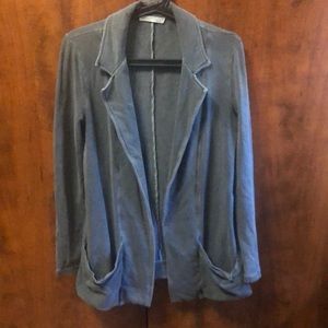 7forAllMankind,Grey distressed cotton blazer,sizeS